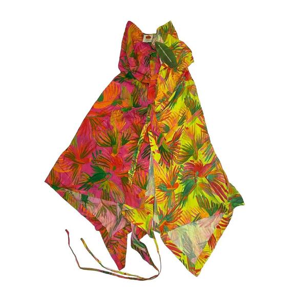 Farm Rio Beach Wrap Sarong Skirt Swimsuit Cover Up Dress S NWT $220 Painted Bird - Picture 1 of 8